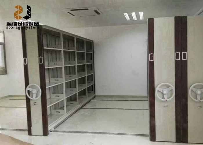 نظام تخزين الملفات المغطاة بالبودر ، نظام رف المكتبة المتنقلة مع قفل أمان