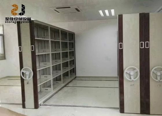 نظام تخزين الملفات المغطاة بالبودر ، نظام رف المكتبة المتنقلة مع قفل أمان